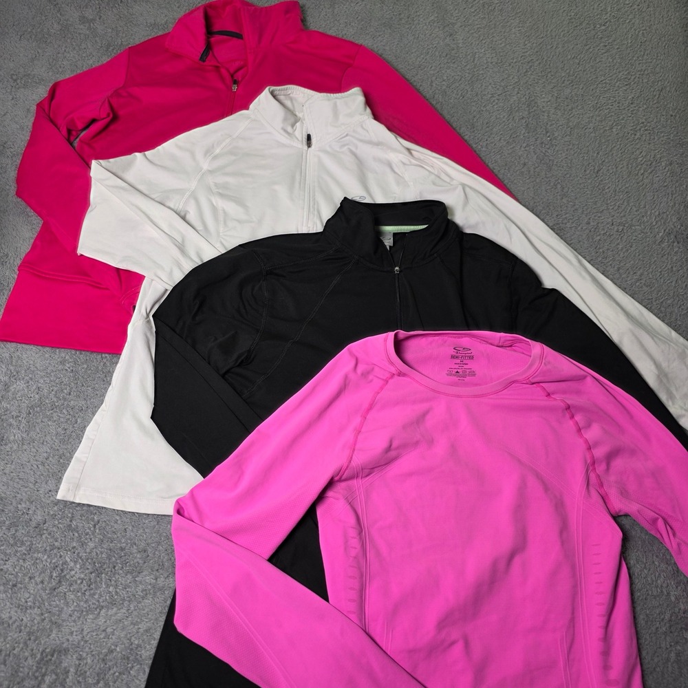 C9 by Champion Womens M Activewear Lot 4pc Pullovers Base Layer Black White Pink
